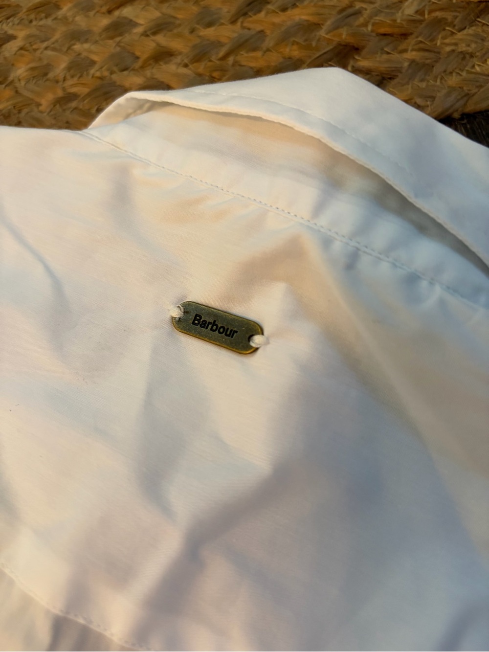 NWT Barbour White Long-Sleeve Dress Shirt with Patterned Collar Trim 14 - Picture 7 of 9